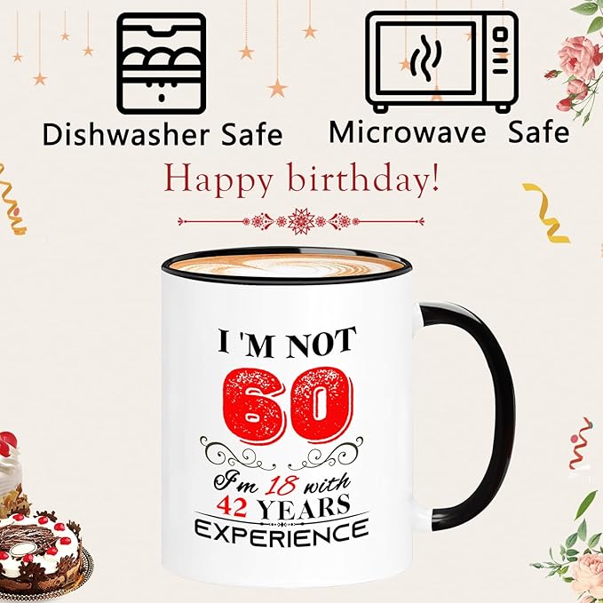 60th Birthday Gifts For Women Men, 60 Year Old Birthday Gifts for Women Men, 1965 Birthday Gifts for Women Men, 60th Birthday Decorations for Women Men, 60th Birthday Mug Cups, 11oz