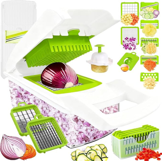 Pro-Series 16-in-1 Mandoline Slicer & Spiralizer, Veggie Chopper with Container for Onion Salad & More