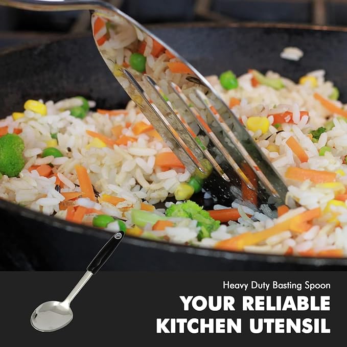 Chef Craft Select Heavy Duty Basting Spoon, 12 inch, Stainless Steel