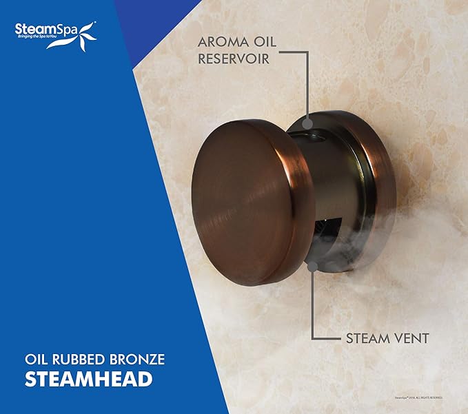 SteamSpa Executive 12 KW QuickStart ACU-Steam Bath Generator Package with Built-in Auto Drain in Oil Rubbed Bronze | Steam Generator Kit with Dual Control Panel Steamheads 240V | SS-EXT1200OB-A