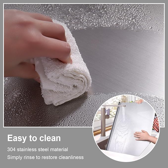 304 Stainless Steel Cutting Board – Stainless Steel Kitchen Chopping Boards Non-Slip, Dishwasher Safe – Ideal for Meat, Vegetables, Fruits, Bread & Baking – Commercial & Home Use (31.5 * 19.6in)