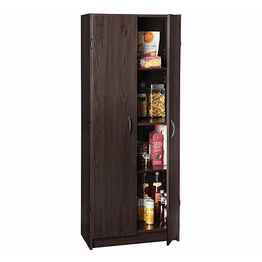 ClosetMaid Pantry Cabinet Cupboard with 2 Doors, Adjustable Shelves, Standing, Storage for Kitchen, Espresso