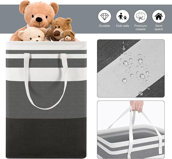 75L Large Laundry Basket (3-Pack) – Collapsible, Freestanding Clothes Hamper with Handles – Waterproof Storage Organizer for Laundry, Toys & Clothes – Space-Saving Gradient Gray