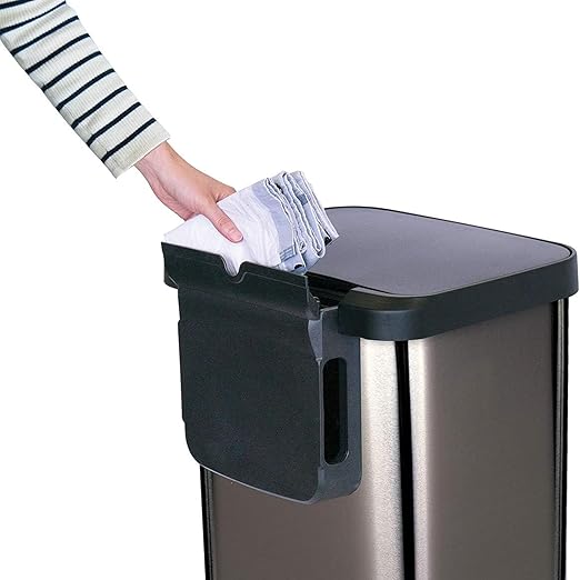 Glad Stainless Steel Step Trash Can with Clorox Odor Protection | Large Metal Kitchen Garbage Bin with Soft Close Lid, Foot Pedal and Waste Bag Roll Holder, 13 Gallon, Pewter