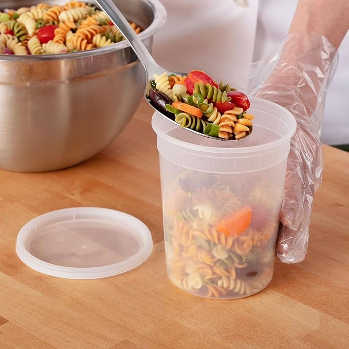 72 -Piece Deli Food Storage Containers with Lids – 32 oz, 16 oz & 8 oz Assorted Set (24 Each) – Leak-Resistant, Stackable, Reusable Meal Prep Containers for Soups, Salads, Leftovers & Snacks