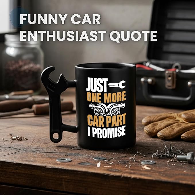 Onebttl Car Gifts For Men, Women, Dad, Mechanic - 13.5oz/400ml Ceramic Wrench Coffee Mug - One More