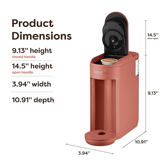 Keurig K-Mini Mate Single Serve Coffee Maker – Ultra-Compact 4” Width, Travel Mug Friendly, Ideal Holiday Gift for Small Spaces, Red Rocks