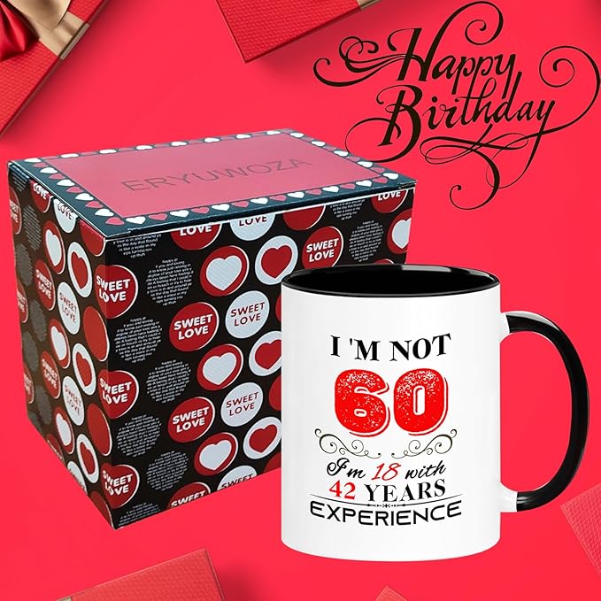 60th Birthday Gifts For Women Men, 60 Year Old Birthday Gifts for Women Men, 1965 Birthday Gifts for Women Men, 60th Birthday Decorations for Women Men, 60th Birthday Mug Cups, 11oz