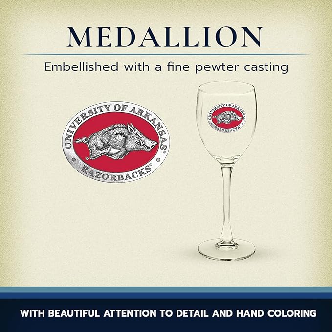 Heritage Pewter Arkansas Glass Goblets – Set of 2 | 12 OZ Goblet Wine Glasses | Expertly Crafted Pewter Glass