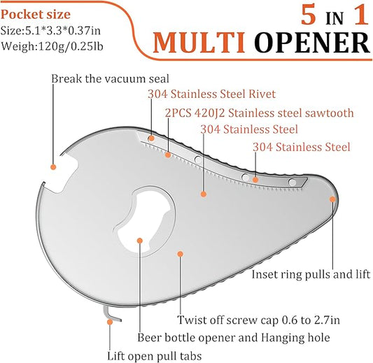 Jar Bottle Can Opener for Weak Hand & Seniors with Arthritis-Easy Twist Off Caps (0.6"-2.7") & Pull Tab Seals,Unique Kitchen Gadget,Multi,Portable Christmas Gifts for Elderly/Women/Men (Silver)