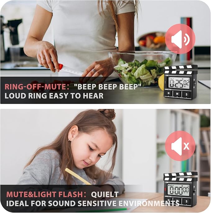 QANYI Modern Style Large Magnetic LED Display Digital Kitchen Timer, Auto Memory, Auto Shut-Off, Cute Desk Timer for Study, Classroom, Toothbrush, Exercise, Bathroom, Cooking