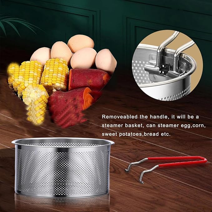 Tenta Kitchen Pasta Strainer instant pot accessories Steamer Basket For Pot instant pot steamer basket with Removable handle Insert for Veggie Fish Seafood Cooking and heat food 7"