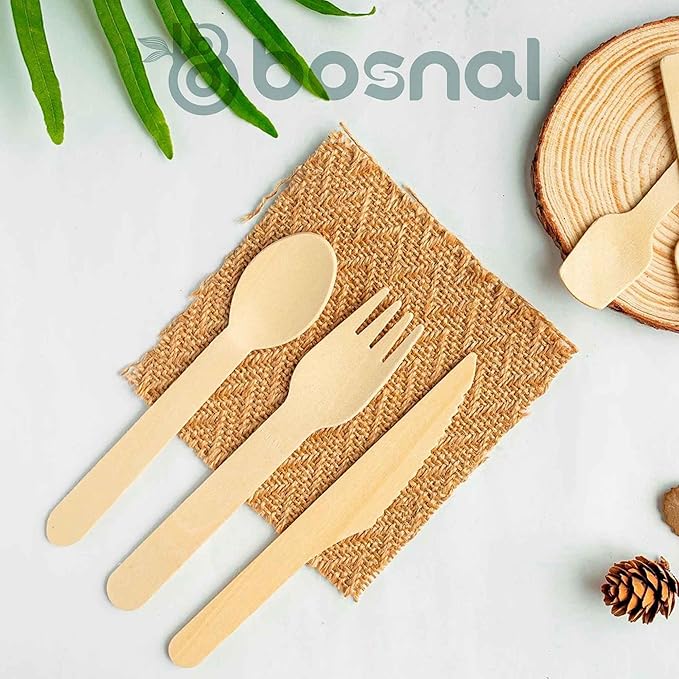 BOSNAL 10 inch & 7 inch Round Plates with 16 oz Bowls & Cutlery – 100% Plant-Based Sugarcane Bagasse, Eco-Friendly Disposable Dinnerware for Hot & Cold Meals, Microwave Safe, Durable & Compostable