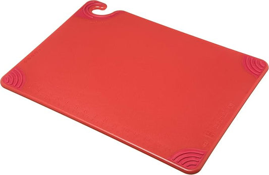 San Jamar Saf-T-Grip Plastic Cutting Board with Safety Hook, 15" x 20" x 0.5", Red, (Pack of 6)