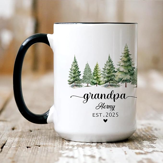 Personalized Dad to Papa Mug - Custom Est Year Coffee Cup for New Grandpa - First Time Grandfather Gift - Custom Grandparent - Keepsake Mug for Him