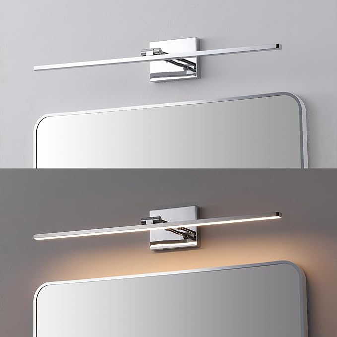 JONATHAN Y JYL7163E Santino 28" Modern Minimalist Swivel Integrated Dimmable LED Rechargeable Picture Light with Touch Sensor for Bedroom, Living Room, Kitchen, Office, Chrome