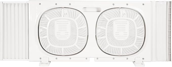 Comfort Zone Living Comfort 9-Inch Twin Window Fan with 2 Speeds & Individually 180° Rotating Fan Heads, Removable Bug Screen – Ideal for Home, Kitchen, Bedroom & Office