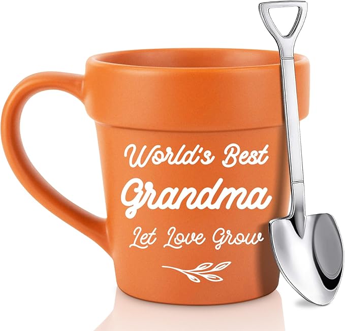 Gifts for Grandma, Christmas Birthday Gifts for Grandma from Granddaughter Grandson Grandkids, Nana Gigi Mimi New Grandmas Gardening Plant Mug for First Time Best Grandmas Gift