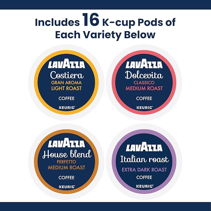 Lavazza Coffee Variety Pack, Keurig Single-Serve K-Cup Pods, 64 Count