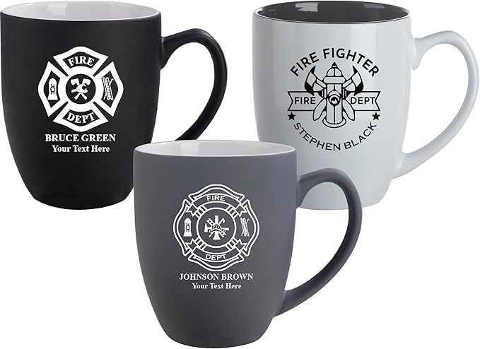Custom Coffee Mug - Personalized Gifts, Engraved Name & Text, 16oz Etched Fire Dept Cup, Fireman Gift, Home Bar, Firefighter Gifts for Men, Dad (Firefighter, Mug)