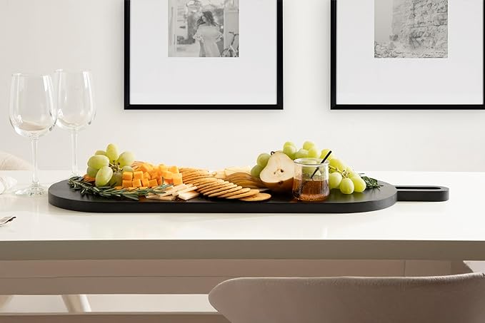 Kate and Laurel Staven Transitional Capsule Serving Board; 30 x 11; Black; Modern Food-Safe Charcuterie Board Made from Solid Mango Wood for Use as Kitchen Countertop Cheese Board