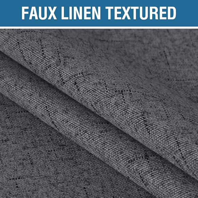 H.VERSAILTEX 100% Blackout Curtains for Bedroom 108 Inches Long Grommet Linen Face Full Light Blocking Curtain Drapes for Living Room Thermal Linen Look Curtains 2 Panels Set, 52" W x 108" L, Grey