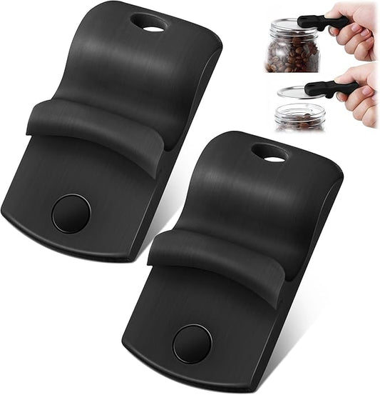 2 Pack Canning Jar Opener with Magnets, Mason Jar Opener For Canning Lids, for Regular and Wide Mouth Lids, Powerful Magnet for Easy Refrigerator Storage, Releases Vacuum Seal(Black)