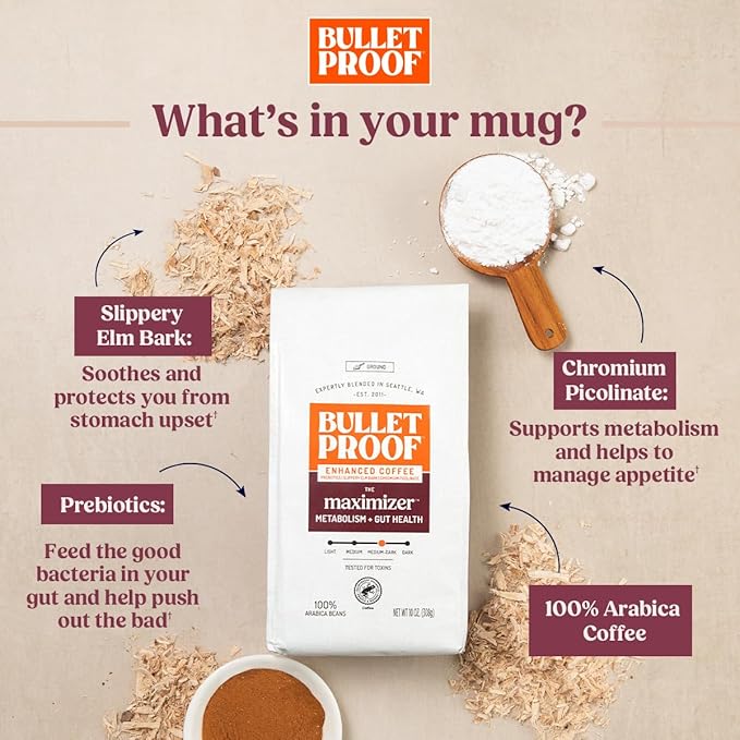 Bulletproof The Maximizer Single-Serve Coffee Pods, 24 Count, Clean Coffee with Prebiotics for Metabolism and Gut Health Support, Packaging May Vary