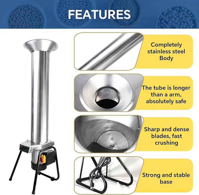 SQUEEZE master Electric Grinder -Stainless Steel Fruit Crusher-1100W-3400R/min-Apple Crusher For Wine and Cider Pressing