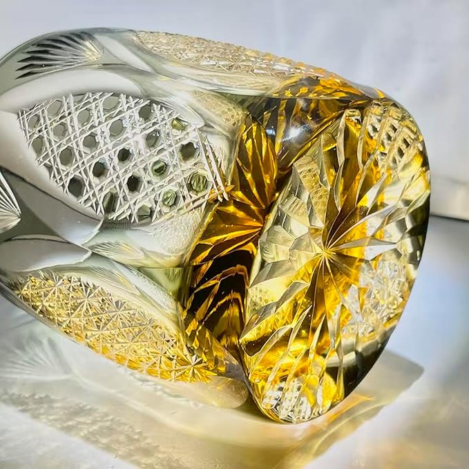 suigetsu Japanese Crystal Whiskey Glass, Cut Crystal Pattern, Luxury Cocktail Glassware (Champagne)