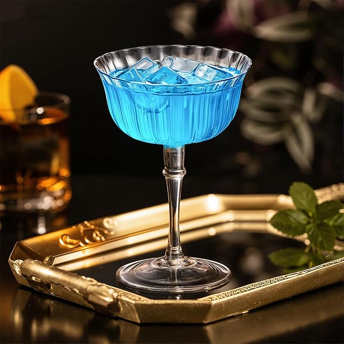KAMMAK Martini Glasses Set of 2, 5.41 oz Clear Crystal Cocktail Glasses with Stem, Reusable Cocktail Glassware for Wedding Birthday Party, Bar, Margarita, Whiskey, Gin, Tequila, DS-07