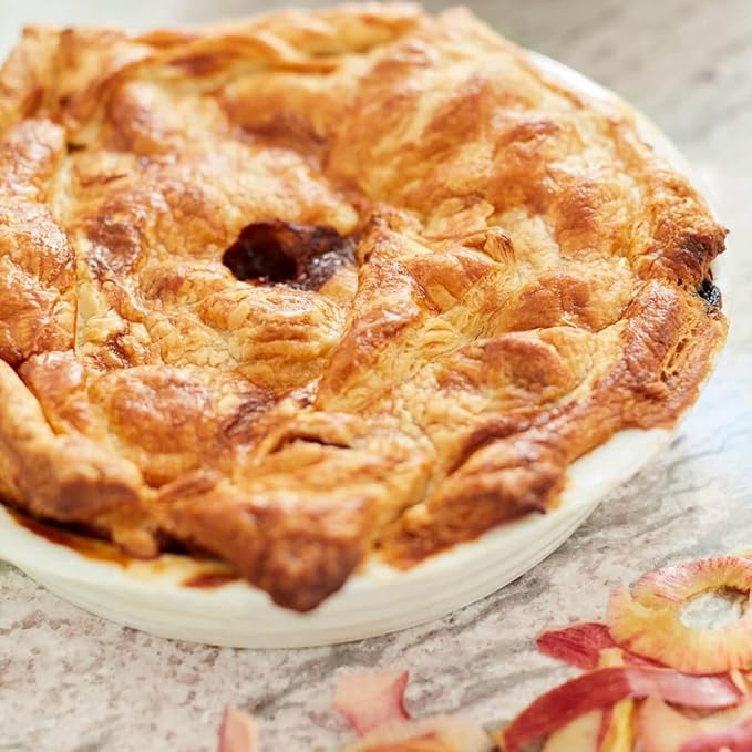 Portmeirion Sophie Conran Round Pie Dish, White Porcelain Bakeware - 10.5 Inch Oven to Table Baking Dish - Freezer, Microwave & Dishwasher Safe, Durable Serveware for Everyday Meals