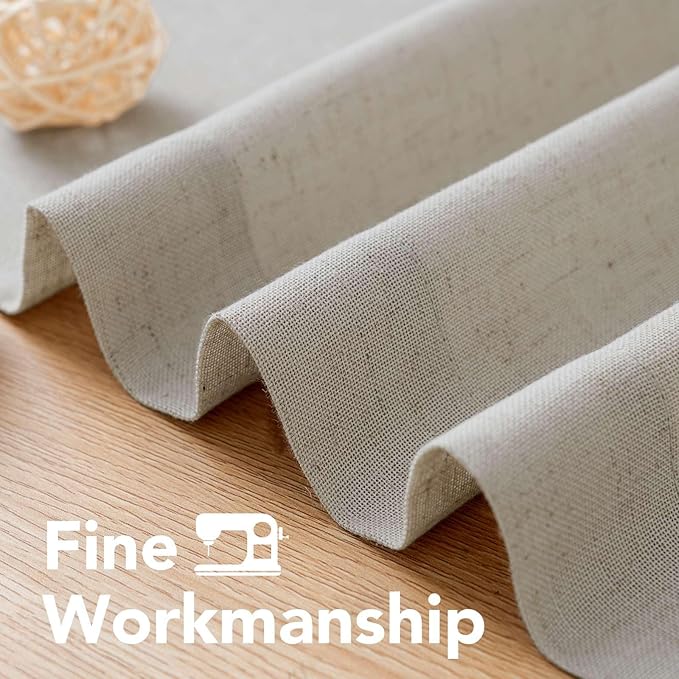 H.VERSAILTEX Living Room Linen Curtains - Semi Sheer, Nickel Grommet Energy Saving Light Filtering Window Treatments Panels for Bedroom, Oatmeal, 2 Panels, 52 x 63 Inch