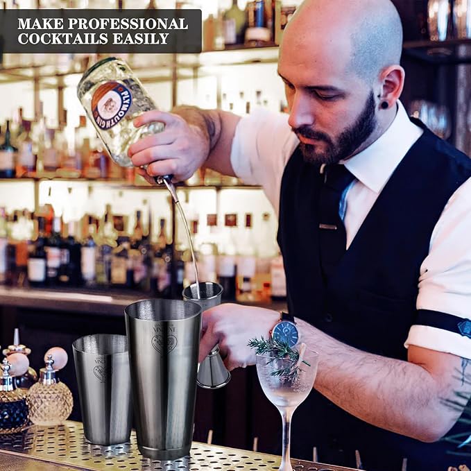 Personalized 24oz Cocktail Shaker Set, Custom Engraved Stainless Steel Martini Shaker with Measuring Jigger & Mixing Spoon, Professional Bar Tools Gift for Bartenders, Cocktail Enthusiasts & Beginners