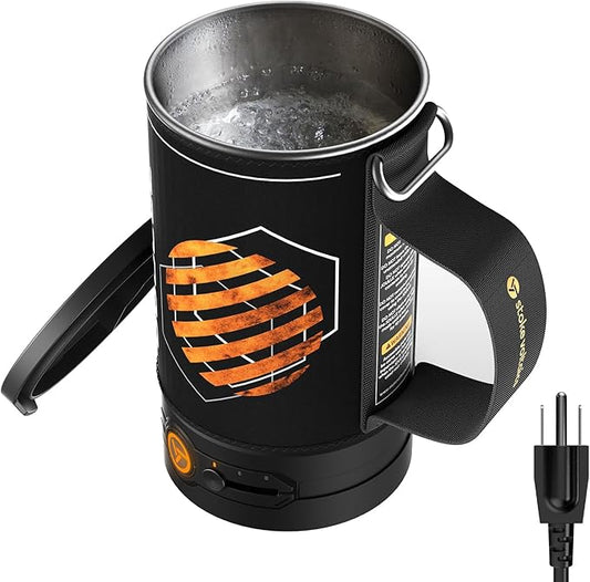 Electric Kettle, 120V Portable Water Boiler for Coffee & Tea, 304 Stainless Steel Mini Tea Kettle, 500W Fast Boiling Water with Auto Shut-Off, Camping & Travel Essentials