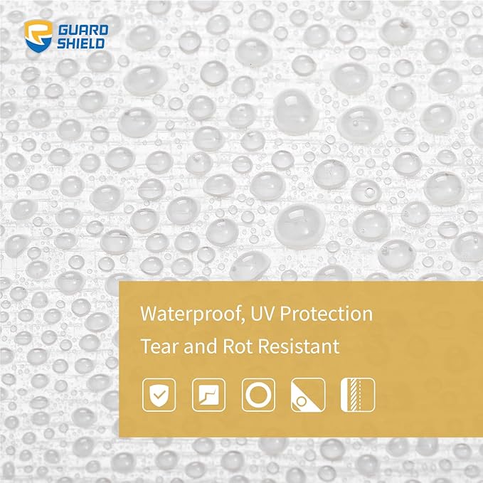 GUARD SHIELD Tarps Heavy Duty Waterproof 10x12 Feet White Poly Tarp Cover Outdoor Thick UV Resistant Tarpaulin with Grommets 10mil (2-Pack)