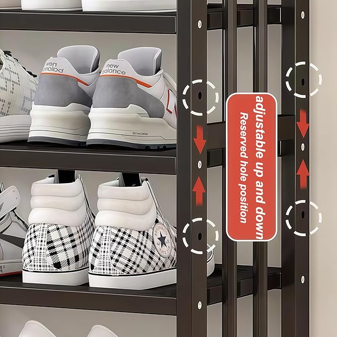 Large Capacity Shoe Storage Organizer: 11-Tier Tall Shoe Rack Holds 55-60 Pairs of Shoe, Bamboo Standing Shoe Shelf with Adjustable for Closet Entryway Black