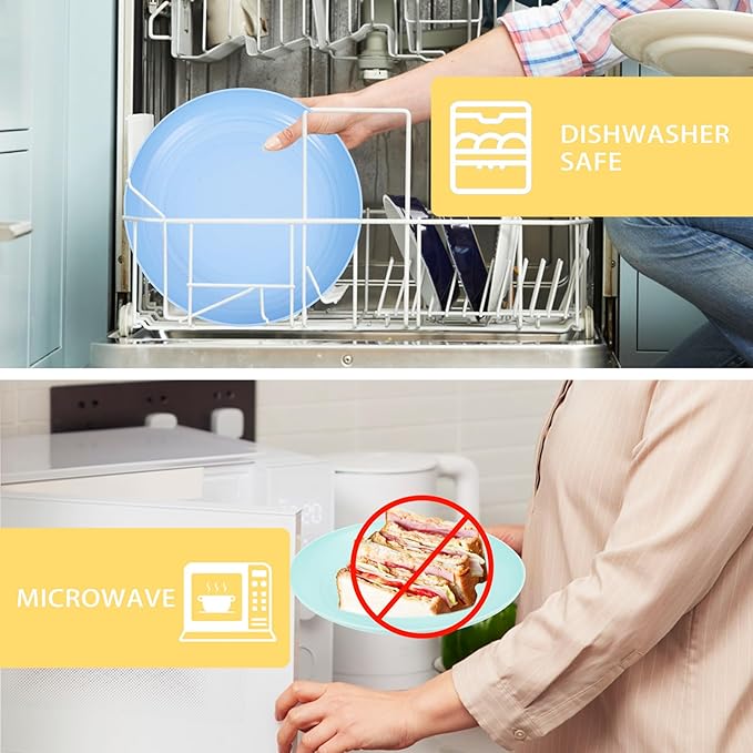 Supernal Wheat Straw Dinnerware, Microwave Dishwasher Safe, Unbreakable Light Weight Plates Service For 8, Reusable Tableware Set, Multicolor Set 16pcs Plates, 8pcs Bowls, 8pcs Cups