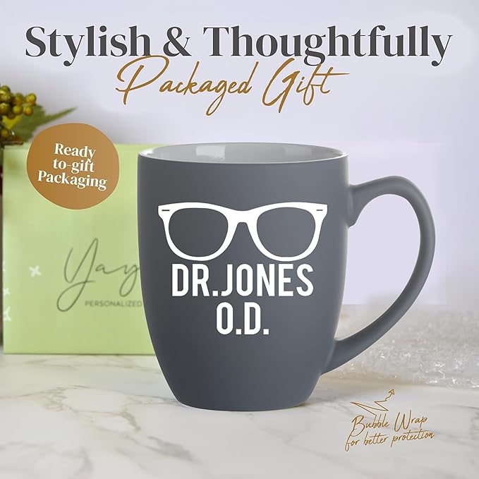 Custom Engraved Coffee Mug - Personalized Gifts for Eye Doctors, Graduation Gift for Dental Student, Birthday Appreciation Gift for Best Ophthalmologist (Mug, Eye Doctor)