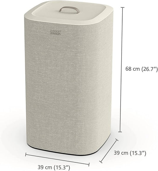 Joseph Joseph Tota 60 liter/15.8 gallon Laundry Hamper Separation Basket with lid, 2 Removable Washing Bags with Handles- Ecru