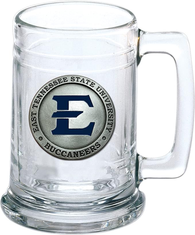 Heritage Pewter Eastern Tennessee State Beer Stein Glass | 15 Ounce German-Style Beer Glass | Intricately Crafted Metal Pewter Alma Mater Inlay