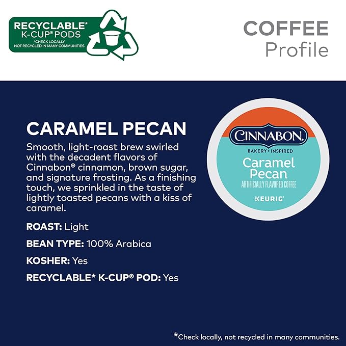 Cinnabon Caramel Pecan Coffee, Keurig Single Serve K-Cup Pods, 96 Count