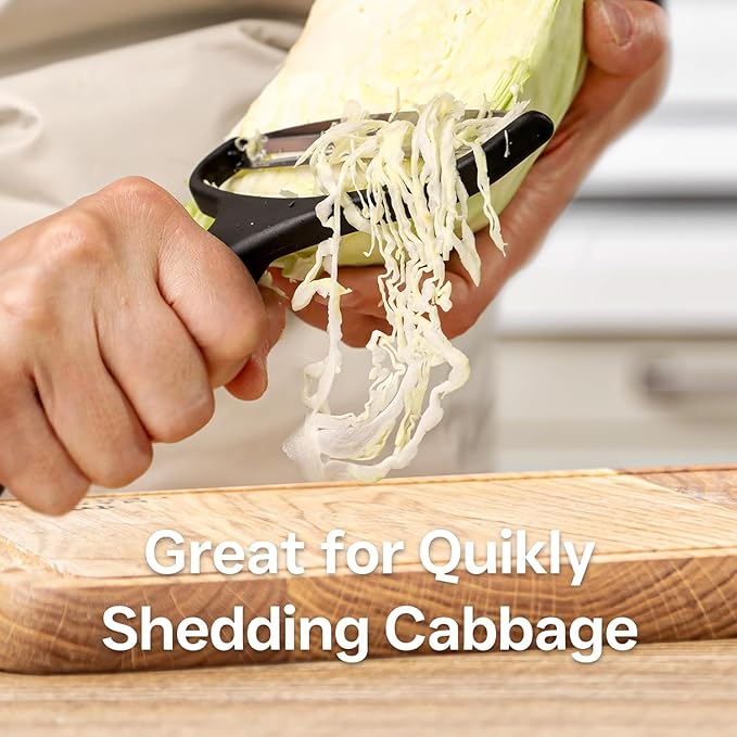 Black Vegetable Peeler Large Peelers for Kitchen, Y Wide Veggie Shredder for Cabbage Lettuce Julienne, Swivel Stainless Steel Blades Big Size Graters, Peelers and Slicers