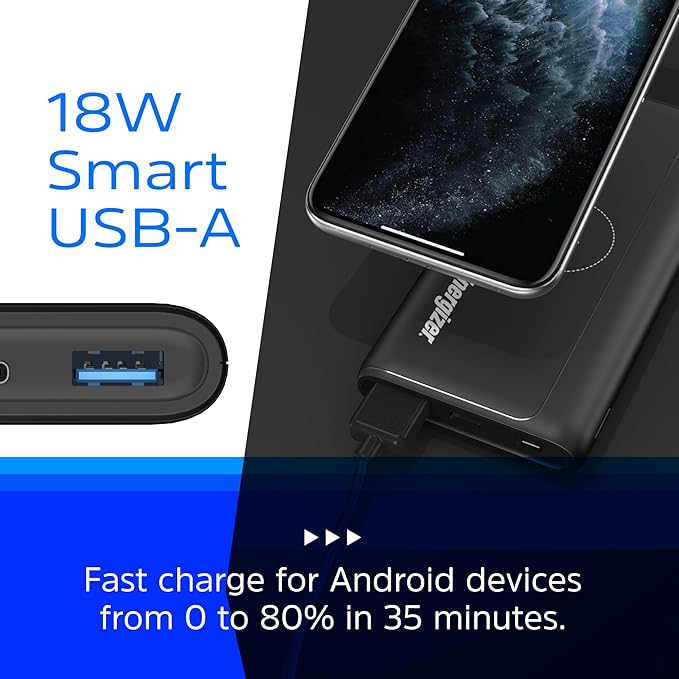 Energizer 10,000mAh Wireless Portable Charger Qi-Certified, 18W USB C Fast Charging PD 3.0 Power Bank for iPhone 16/15/14/13/12 Series, Samsung, Android Devices_QE10011PQ