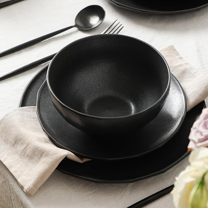 Stone Lain Rio 24-Piece Dinnerware Set Stoneware, Black