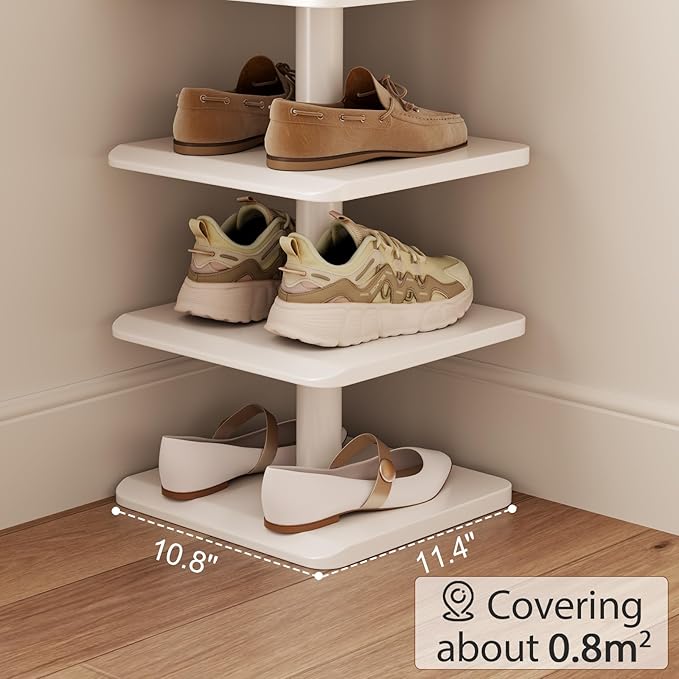 Narrow Shoe Rack for Entryway - Wood Narrow Shoe Rack with Compact Design for Small Space, 6-Tier Shoe Organizer for Entryway Hallway Bedroom Closet