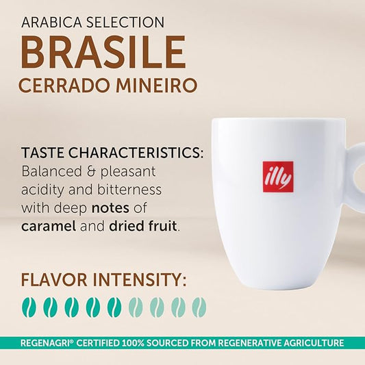 illy Arabica Selections Brasile - Cerrado Mineiro Ground Coffee, Regenerative Agriculture Coffee, 8.8oz (Pack of 1)