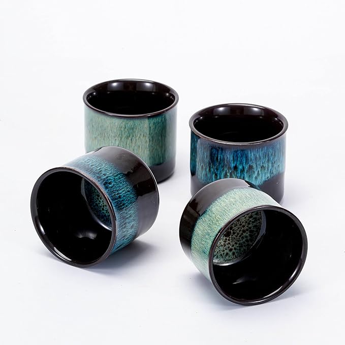 Espresso Cups Set of 2, Ceramic Espresso Cups, Expresso Shots Cups, 2.5oz Tea Cups, Demitasse Cups (4, full magic)