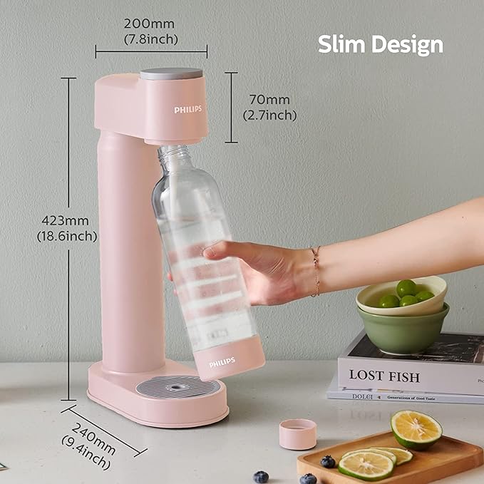 Philips Sparkling Water Maker Soda Maker Machine for Home Carbonating with BPA free PET 1L Carbonating Bottle, Compatible with 60L CO2 Exchange Carbonator(NOT Included) (Blue, Soda Maker Plastic)