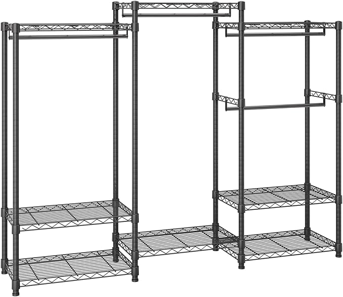 VEVOR Clothing Garment Rack, Heavy Duty Closet Wardrobe, Adjustable Tiers Clothes Racks with Steel Frame, for Bedroom, Clothing Store, Hallway